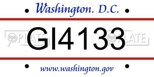 GI4133 District Of Columbia License Plate