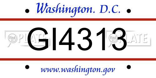 GI4313 District Of Columbia License Plate