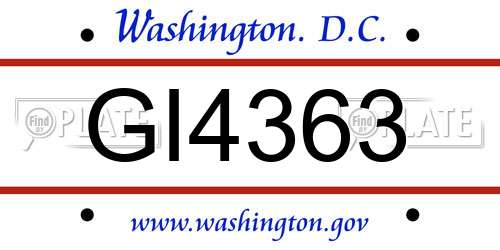 GI4363 District Of Columbia License Plate