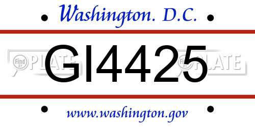 GI4425 District Of Columbia License Plate