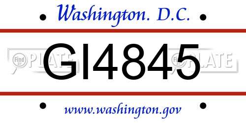 GI4845 District Of Columbia License Plate
