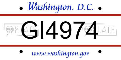 GI4974 District Of Columbia License Plate