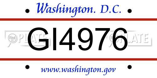 GI4976 District Of Columbia License Plate