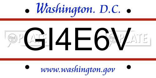 GI4E6V District Of Columbia License Plate