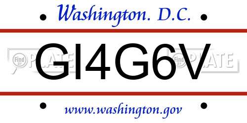 GI4G6V District Of Columbia License Plate