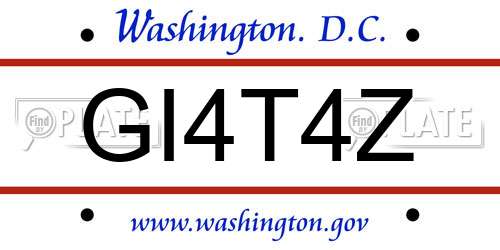 GI4T4Z District Of Columbia License Plate