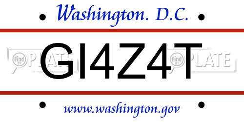 GI4Z4T District Of Columbia License Plate