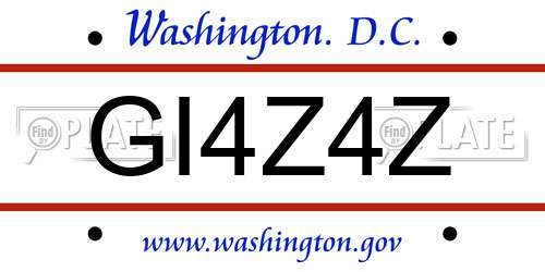 GI4Z4Z District Of Columbia License Plate