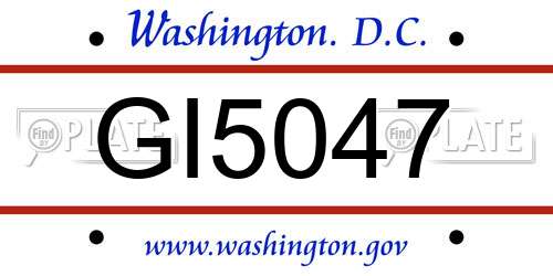 GI5047 District Of Columbia License Plate