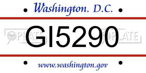 GI5290 District Of Columbia License Plate