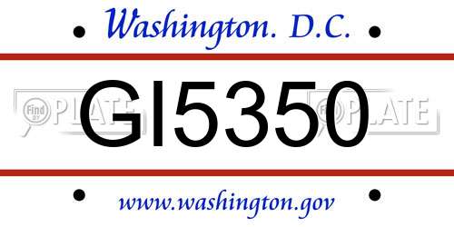 GI5350 District Of Columbia License Plate