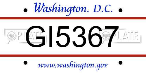 GI5367 District Of Columbia License Plate