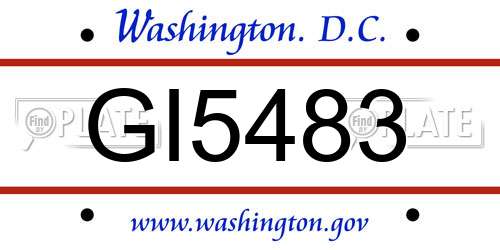 GI5483 District Of Columbia License Plate
