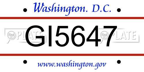 GI5647 District Of Columbia License Plate
