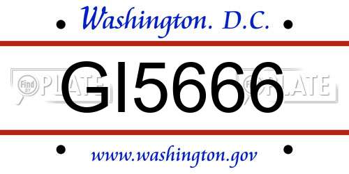 GI5666 District Of Columbia License Plate