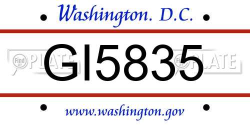 GI5835 District Of Columbia License Plate