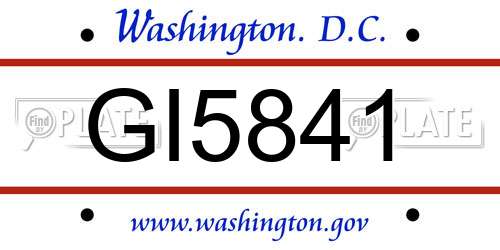 GI5841 District Of Columbia License Plate