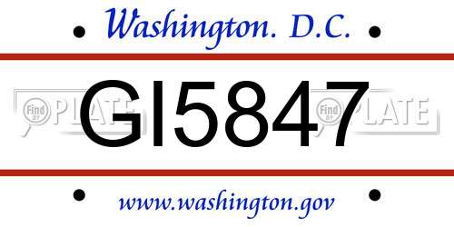 GI5847 District Of Columbia License Plate