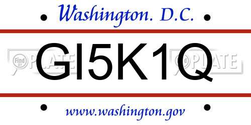 GI5K1Q District Of Columbia License Plate