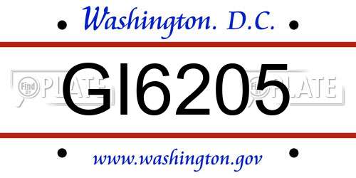 GI6205 District Of Columbia License Plate