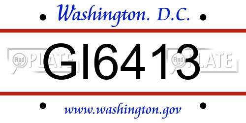 GI6413 District Of Columbia License Plate