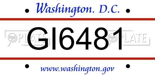 GI6481 District Of Columbia License Plate
