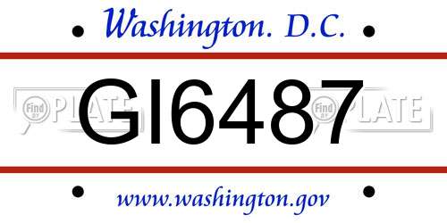GI6487 District Of Columbia License Plate
