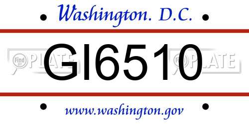 GI6510 District Of Columbia License Plate