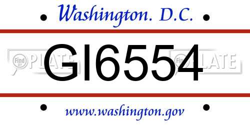 GI6554 District Of Columbia License Plate