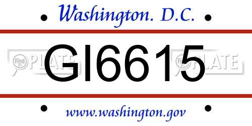 GI6615 District Of Columbia License Plate