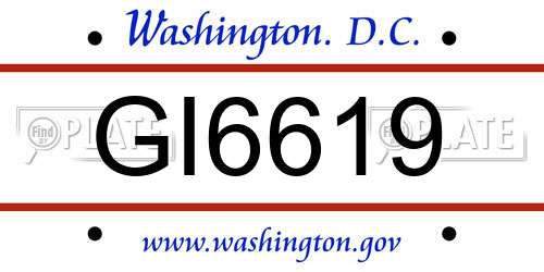 GI6619 District Of Columbia License Plate