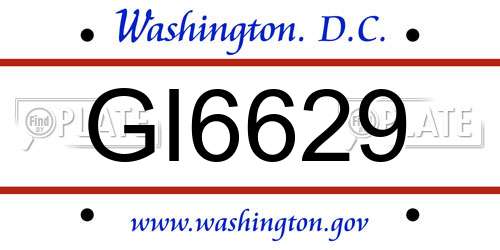GI6629 District Of Columbia License Plate