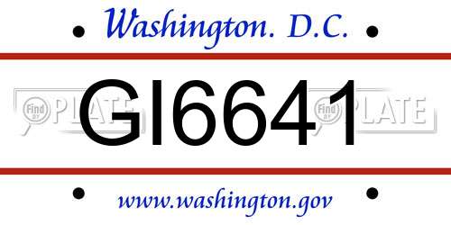 GI6641 District Of Columbia License Plate