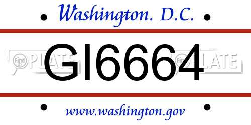 GI6664 District Of Columbia License Plate