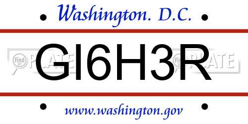 GI6H3R District Of Columbia License Plate