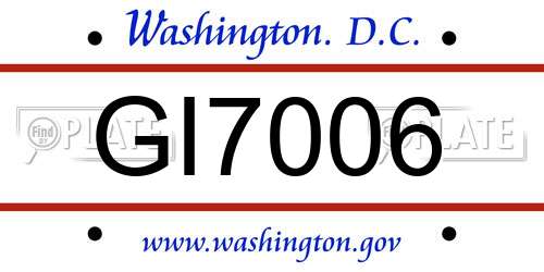 GI7006 District Of Columbia License Plate