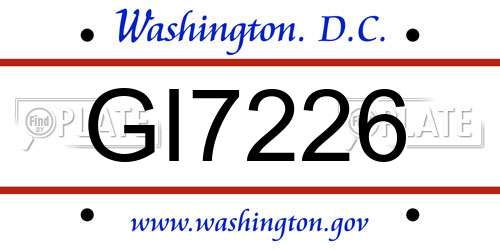 GI7226 District Of Columbia License Plate