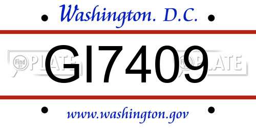 GI7409 District Of Columbia License Plate