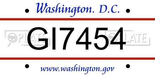GI7454 District Of Columbia License Plate