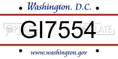GI7554 District Of Columbia License Plate