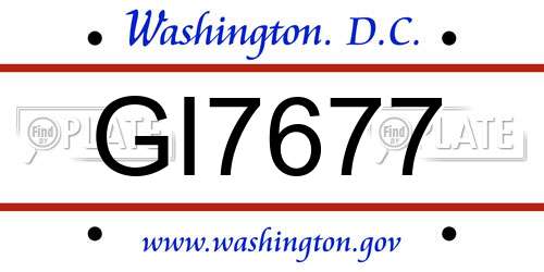 GI7677 District Of Columbia License Plate