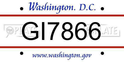 GI7866 District Of Columbia License Plate