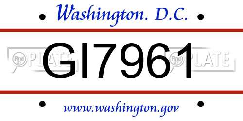 GI7961 District Of Columbia License Plate