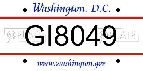 GI8049 District Of Columbia License Plate