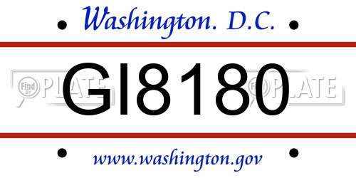 GI8180 District Of Columbia License Plate