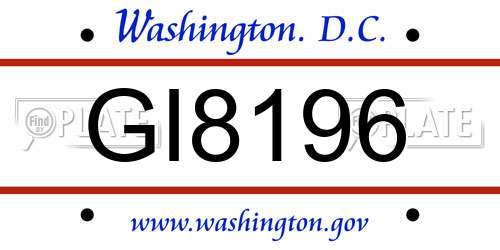 GI8196 District Of Columbia License Plate