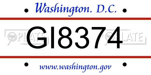 GI8374 District Of Columbia License Plate