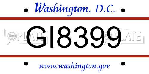 GI8399 District Of Columbia License Plate