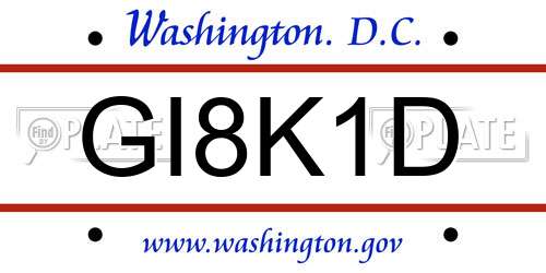 GI8K1D District Of Columbia License Plate
