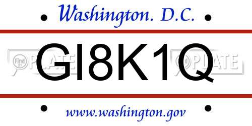 GI8K1Q District Of Columbia License Plate